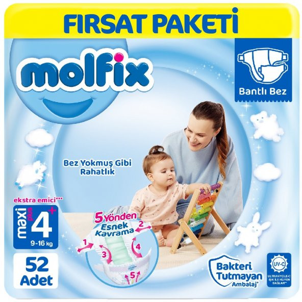 Molfix Bebek Bezi 4+ Beden Fırsat Paketi 52 Adet