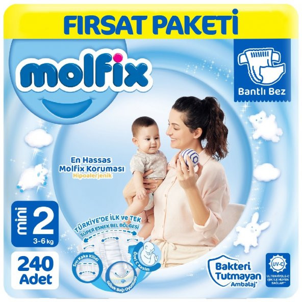 Molfix Bebek Bezi 2 Beden Fırsat Paketi 80X3 240 Adet ürün görseli