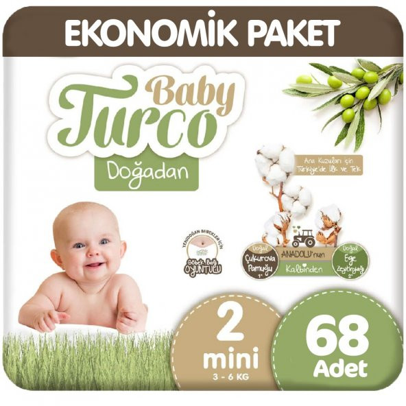 Baby Turco Doğadan 2 Beden Ekonomik 68 Adet