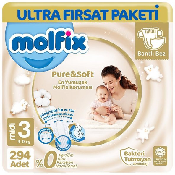 Molfix Pure Soft Ultra Avantaj Bebek Bezi 3 Beden 98X3 294 Adet