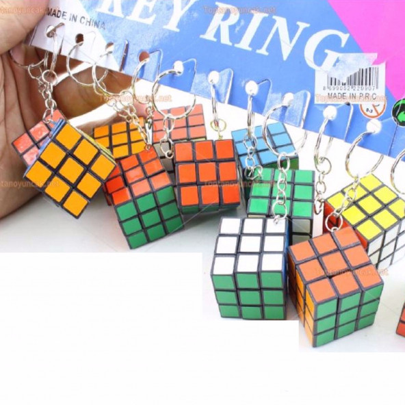 3 ADET MİNİ RUBİK ZEKA KÜPÜ (SABIR KÜPÜ) 3x3 ANAHTARLIK - 4