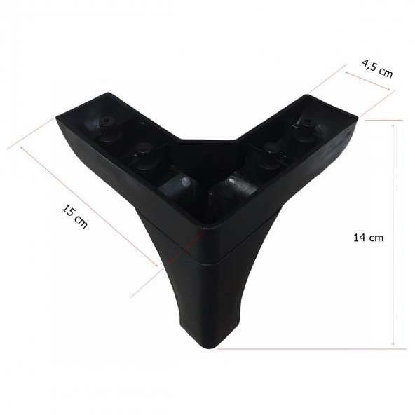 Bella Lükens Ayak Mobilya Koltuk Çekyat Ayağı 14 cm Siyah - 2