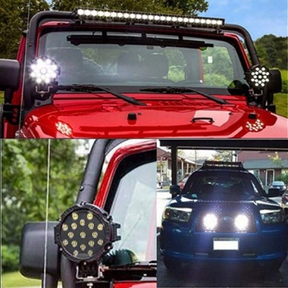 7 İnc 17 Led 51 W Beyaz Kalın Gündüz Ledi Yayıcı Delici Off Road Far Çalışma Lambası Sis Lambası - 4