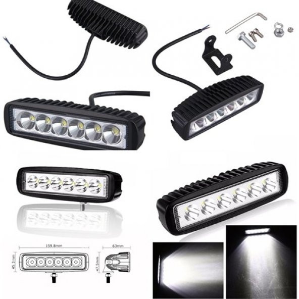 6 Led 18 W Off Road Gündüz Farı Sis Farı Yayıcı Delici Off Road Farı - 5