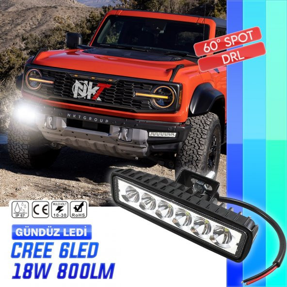 NKT GROUP Sis Lambası 18 Watt Ultra Güçlü Gündüz Ledi 6 Ledli Off Road Sis 12/24 V