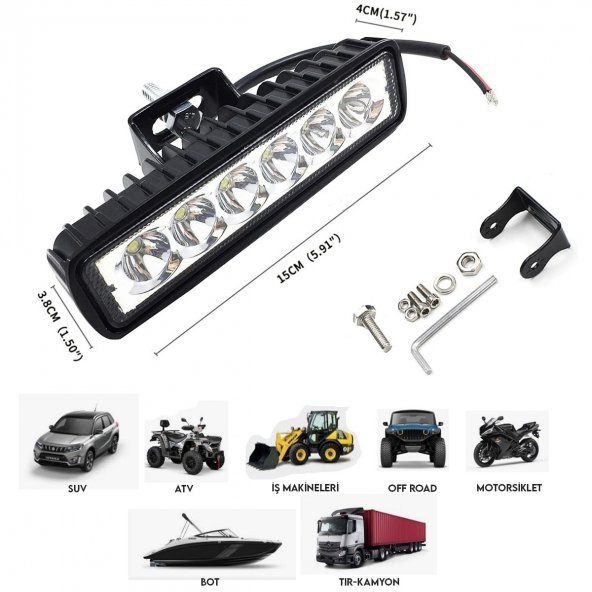 NKT GROUP Sis Lambası 18 Watt Ultra Güçlü Gündüz Ledi 6 Ledli Off Road Sis 12/24 V - 3