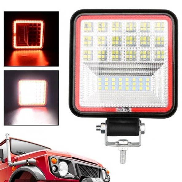 NKT GROUP 42 Led 126 W Beyaz 3 Modlu Kırmızı Beyaz Yayıcı Off Road Farı Lamba Çalışma Lambası Sis Lambası - 3