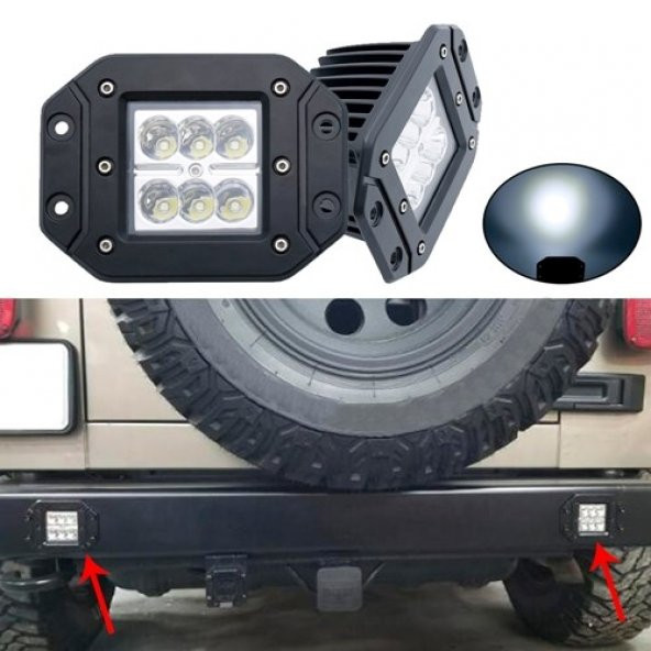 6 Led 18 W Beyaz Gömme Kabin Lambası Off Road Çalışma Sis Lambası - 8