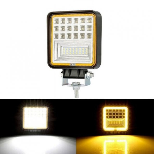 42 Led 126 W Beyaz 3 Modlu Turuncu Beyaz Yayıcı Off Road Farı Lamba Çalışma Lambası Sis Lambası - 5