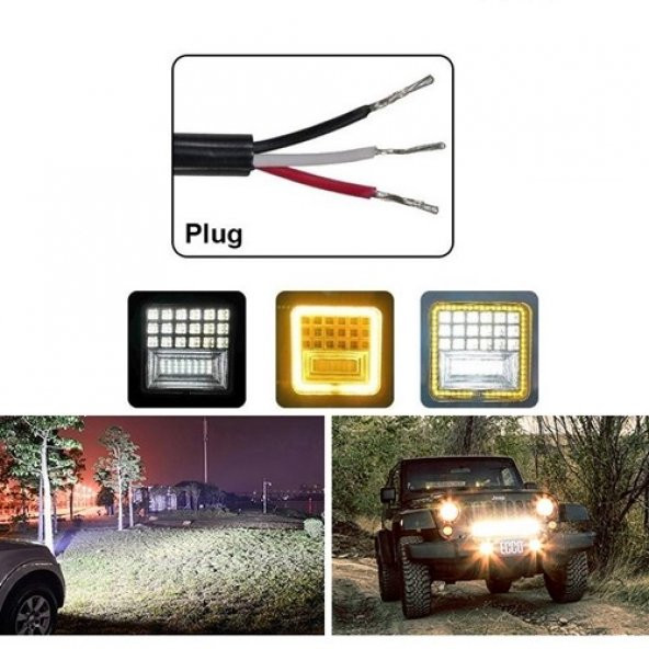 42 Led 126 W Beyaz 3 Modlu Turuncu Beyaz Yayıcı Off Road Farı Lamba Çalışma Lambası Sis Lambası - 8