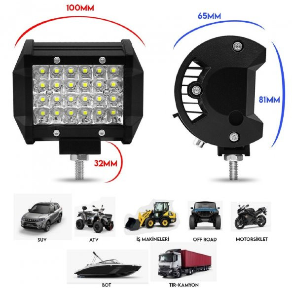 24 Led 72 W Yayıcı Delici Off Road Farı Lamba Çalışma Lambası Sis Lambası - 2