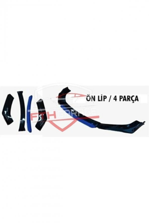 4 Parça Ön Lip Üniversal Ön Tampon Eki Piano Black Kırmızı-mavi-sarı-gri-beyaz - Resim 2