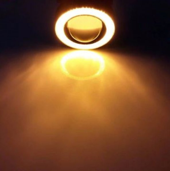 76 MM Turuncu Mercekli Angel Led Halkalı Sis Far Metal Gövde - 2