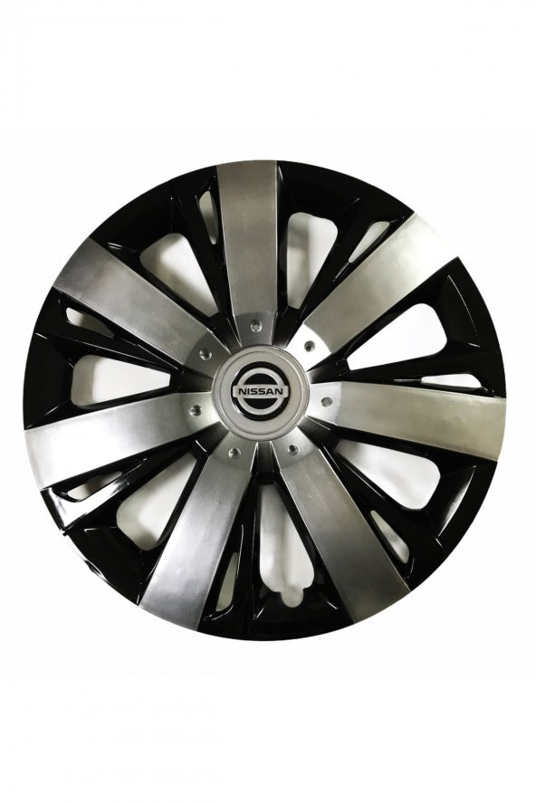 Nissan Almera Uyumlu 15 Inç Piano Black Siyah Beyaz Renkli Jant Kapağı 4 Adet ürün görseli 1