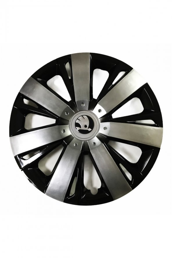 Skoda Superb Uyumlu 15 Inç Piano Black Siyah Beyaz Renkli Jant Kapağı 4 Adet ürün görseli 1