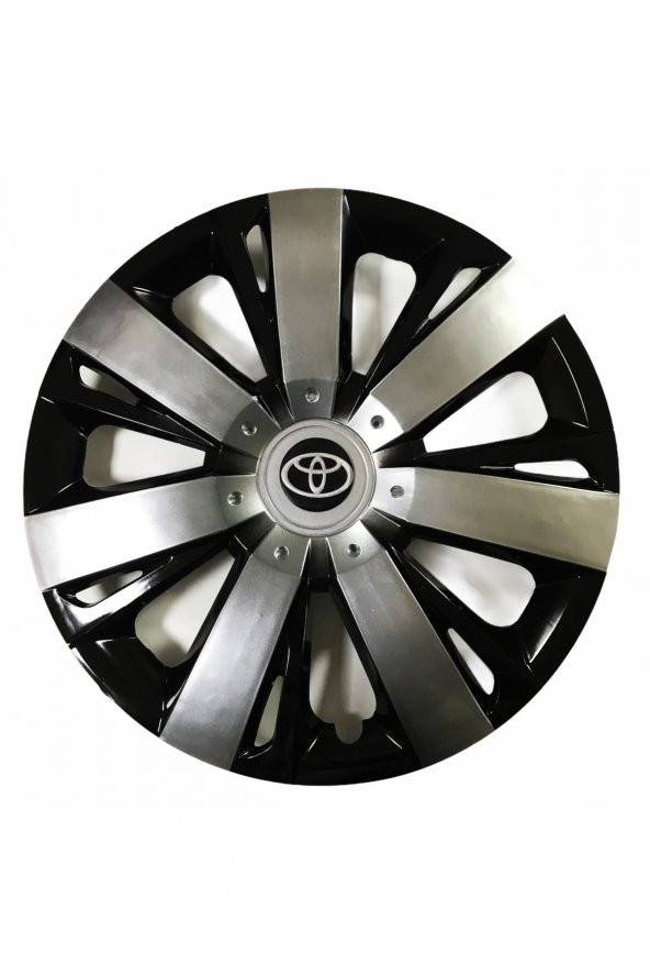 Toyota  Uyumlu 15 Inç Piano Black Siyah Beyaz Renkli Jant Kapağı 4 Adet