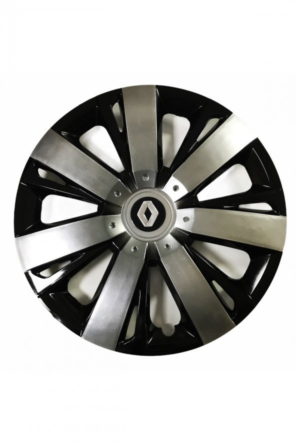 Renault Uyumlu 15 Inç Piano Black Siyah Beyaz Renkli Jant Kapağı 4 Adet ürün görseli 1