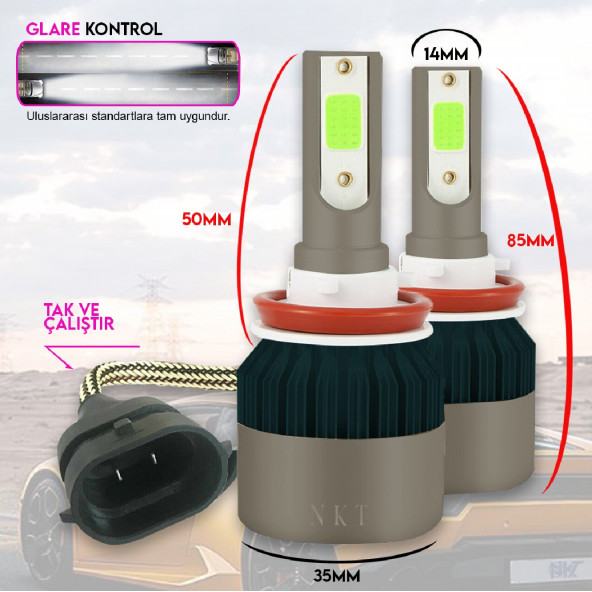 H11 Ice Blue Buz Mavi Led Xenon Far Ledi Led Zenon Far Ampulü - 3