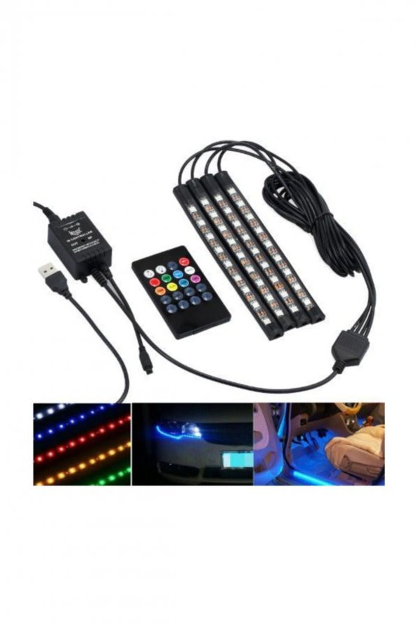 Araç Içi Kumandalı Ayak Altı Rgb Led Ambiyans Işığı 12 Led Uzun Arac-ic-kumandali - Resim 2