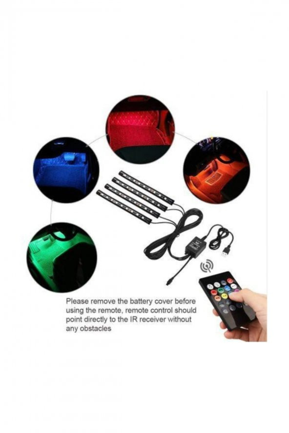 Araç Içi Kumandalı Ayak Altı Rgb Led Ambiyans Işığı 12 Led Uzun Arac-ic-kumandali - Resim 3
