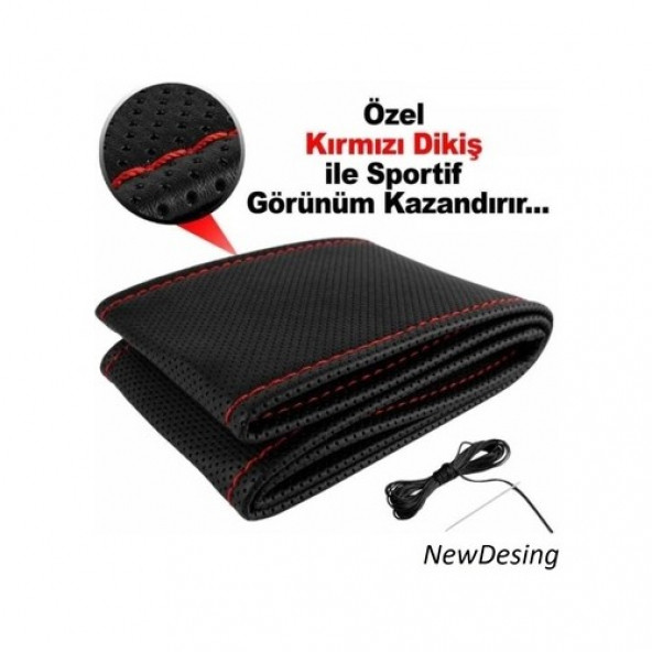 Fox Deri Direksiyon Kılıfı Sarmalı Dikmeli KIRMIZI DİKİŞLİ KOKUSUZ - 4