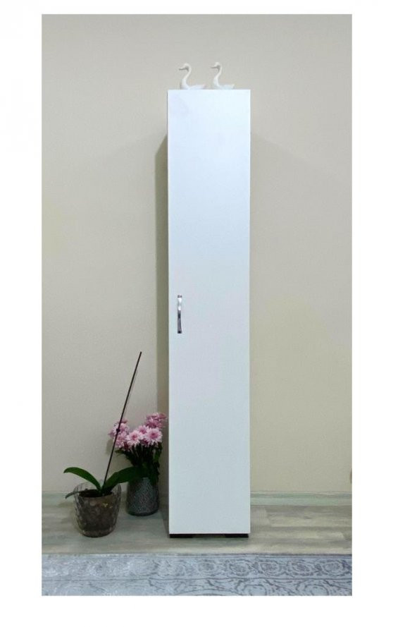 Tek Kapaklı 5 Raflı Çok Amaçlı Banyo Mutfak Kiler Dolabı Beyaz Erzak Dolabı - 1