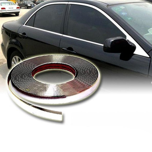 Araç İçi Dışı 3D Krom Dekoratif Nikelaj Şerit Çıta 9mm X 1 Metre