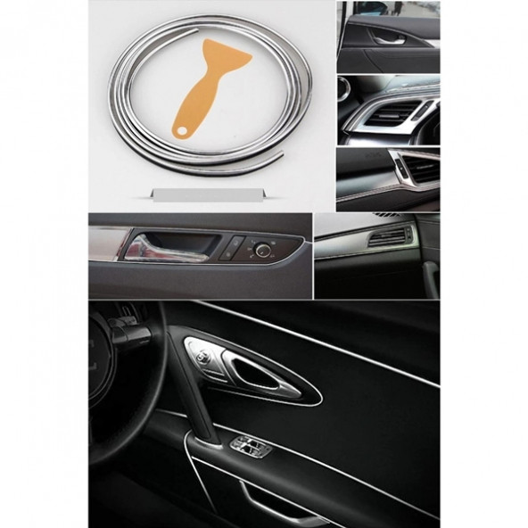 Krom Trim Torpido Fitilli Yeni Nesil Araç Içi Ip Şerit Balık Sırtı Nikelajlı ürün görseli 1