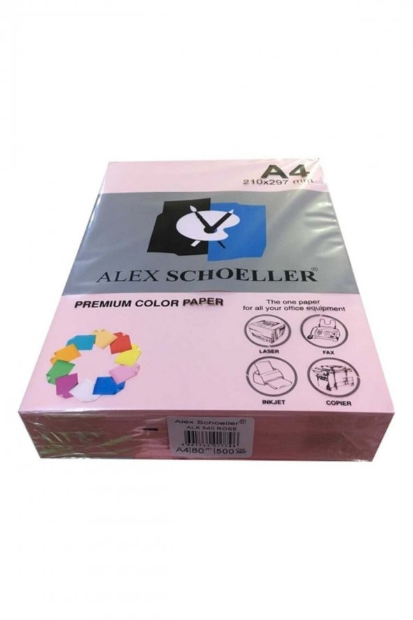 Alex Schoeller A4 Renkli Fotokopi Kağıdı 500 lü Gül Pembe (ALX 540)