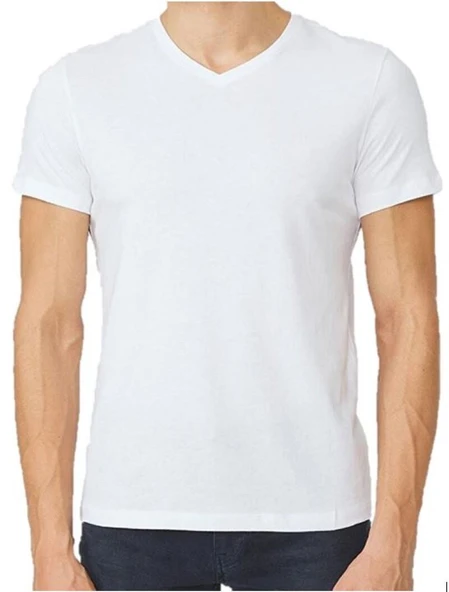 JOYT22002 V YAKA TİŞÖRT REGULAR FIT %100 PAMUK COMPACK PENYE - 5