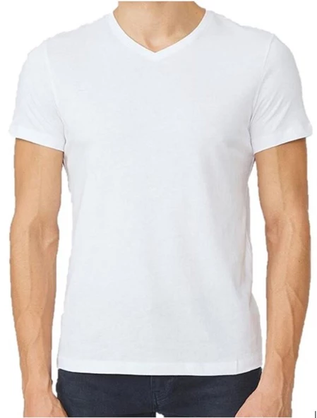 JOYT22002 V YAKA TİŞÖRT REGULAR FIT %100 PAMUK COMPACK PENYE - 2