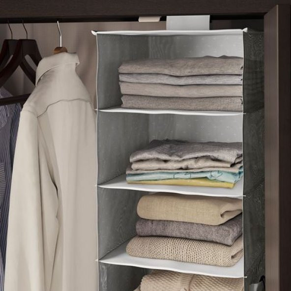 Desenli Bölmeli Dolap Düzenleyicisi IKEA Gri MeridyenDukkan 30x30x90 Cm Düzenleme Bölmeli Dolapiçi - 4