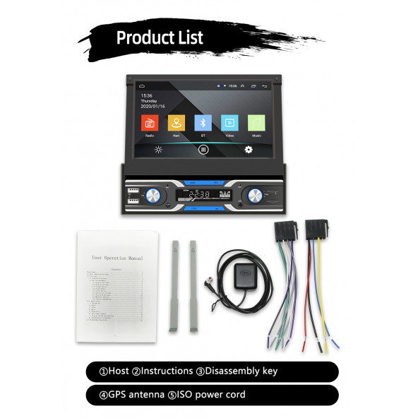 ProfroCAR 1DIN 7inc indash (içten çıkmalı ve oto açılır ekran ile Android 11 - 2/16gb. Yeni son 2022 model - 5