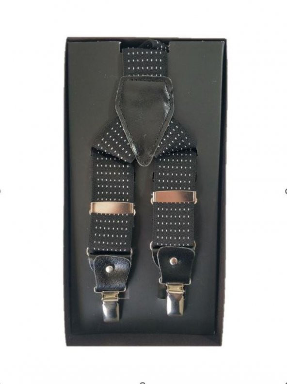 JANTİ PANTOLON ASKISI UNISEX 3,5 CM NOKTA DESENLİ DERİ MALZEMELİ METAL APARATLI - 3