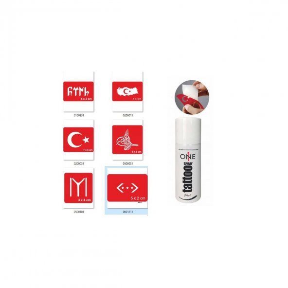 Çukur Dövme Seti 1 sprey ve 5 Şablon Tattoo - 2