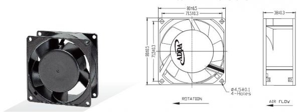 Marxlow 80x80x25 mm 220 Volt 0.08 Amper Metal Fan