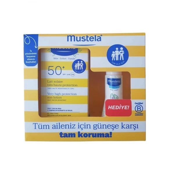 Mustela Çok Yüksek Koruma Faktörlü SPF 50 Güneş Losyonu 100 ml + Vücut Losyonu 50 ml