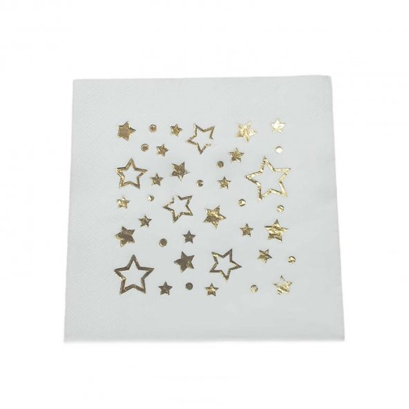 Yıldızlı  Kağıt Peçete Varaklı 33X33 CM  (16 Adet) - 3