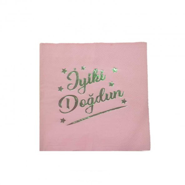 İyiki Doğdun Yazılı Kağıt Peçete Varaklı 33X33 CM  (16 Adet) - 2