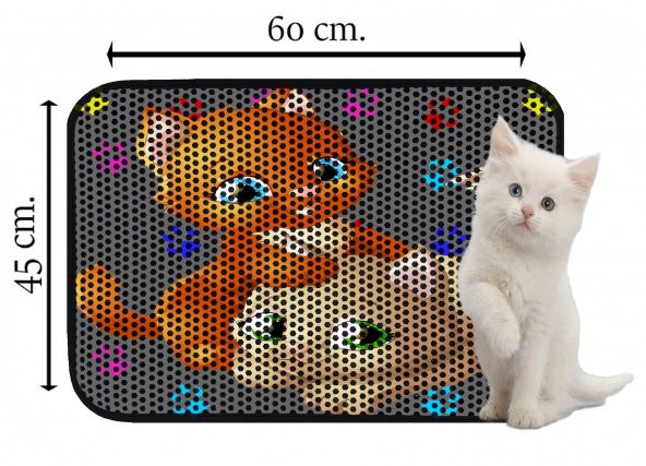 Miapet Elekli Desenli Kedi Tuvalet Önü Paspası 60 x 45 cm Pati Kediler - 2