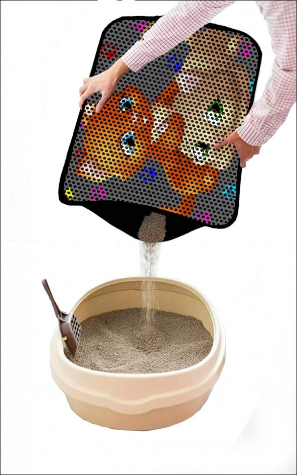 Miapet Elekli Desenli Kedi Tuvalet Önü Paspası 60 x 45 cm Pati Kediler - 3