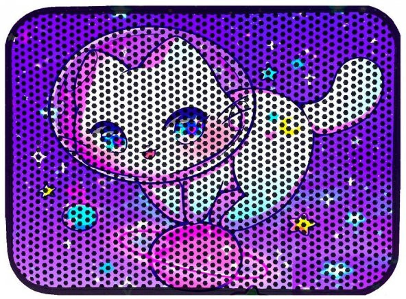 Miapet Elekli Desenli Kedi Tuvalet Önü Paspası 60 x 45 cm Astronot Kedi