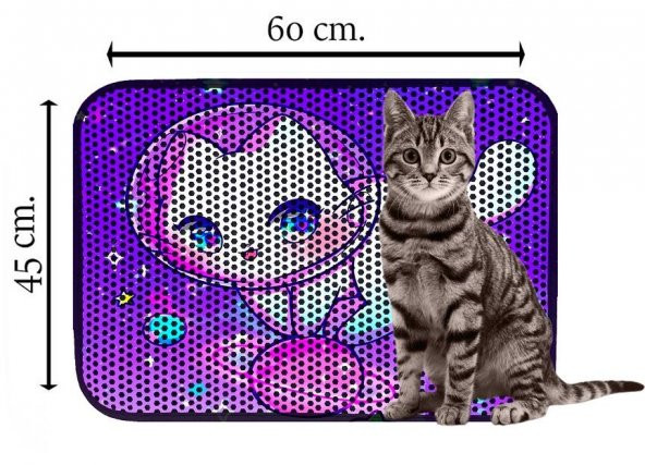Miapet Elekli Desenli Kedi Tuvalet Önü Paspası 60 x 45 cm Astronot Kedi - 2