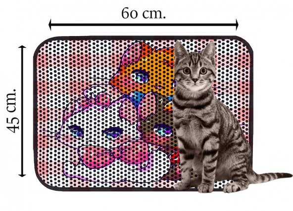 Miapet Elekli Desenli Kedi Tuvalet Önü Paspası 60 x 45 cm Three Colour - 2