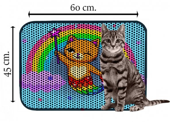 Miapet Elekli Desenli Kedi Tuvalet Önü Paspası 60 x 45 cm Sihirbaz - 2