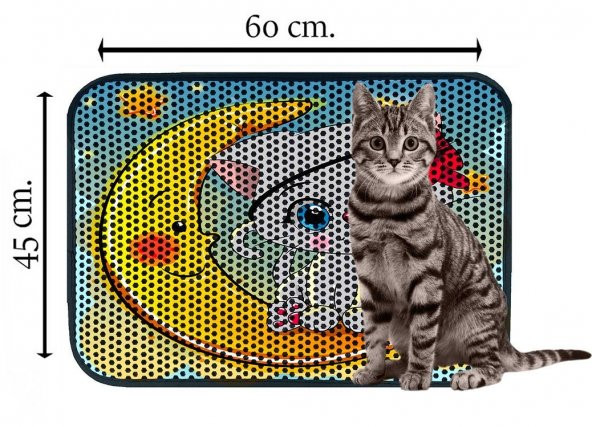 Miapet Elekli Desenli Kedi Tuvalet Önü Paspası 60 x 45 cm Grandpa Moon - 2