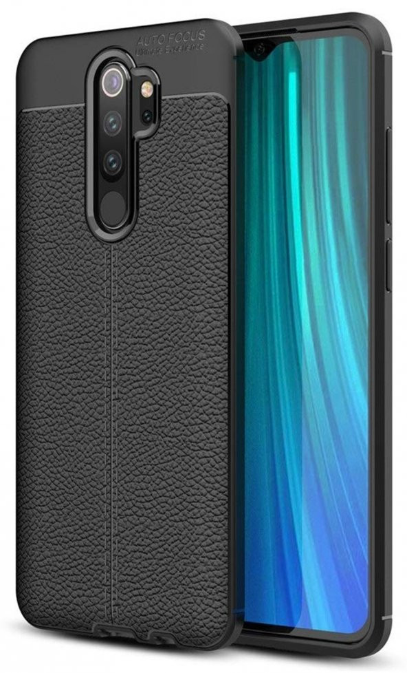 Xiaomi Redmi Note 8 Pro Kılıf Deri Görünüm Sert Karbon Kapak - 1