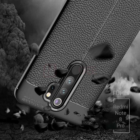 Xiaomi Redmi Note 8 Pro Kılıf Deri Görünüm Sert Karbon Kapak - 9