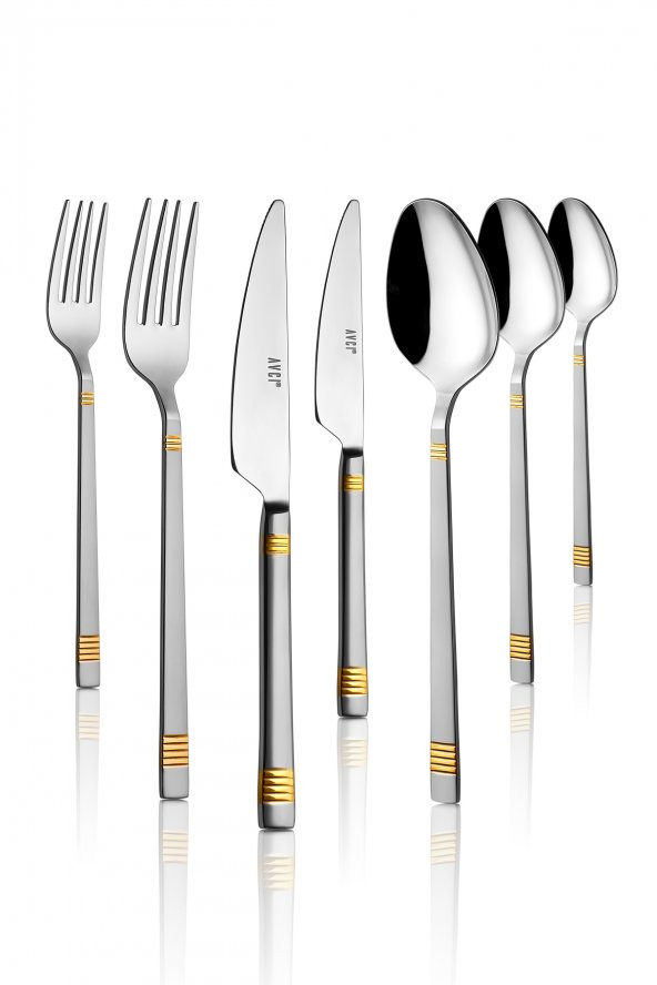 Duru Saten Gold 7 Parça Tek Kişilik Çatal Kaşık Bıçak Takımı 18/10 Paslanmaz Çelik - 2