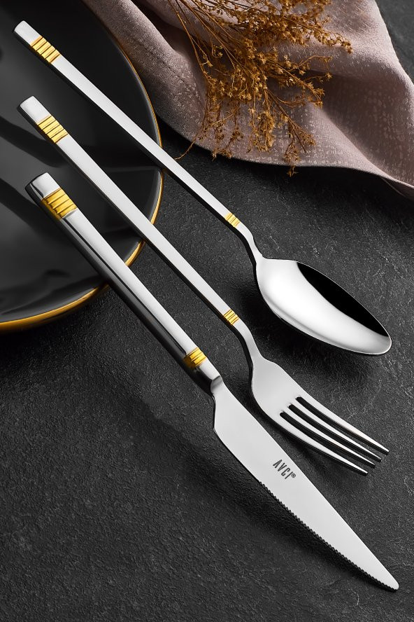 Duru Gold 18 Parça Çatal Kaşık Bıçak Takımı 18/10 Paslanmaz Çelik